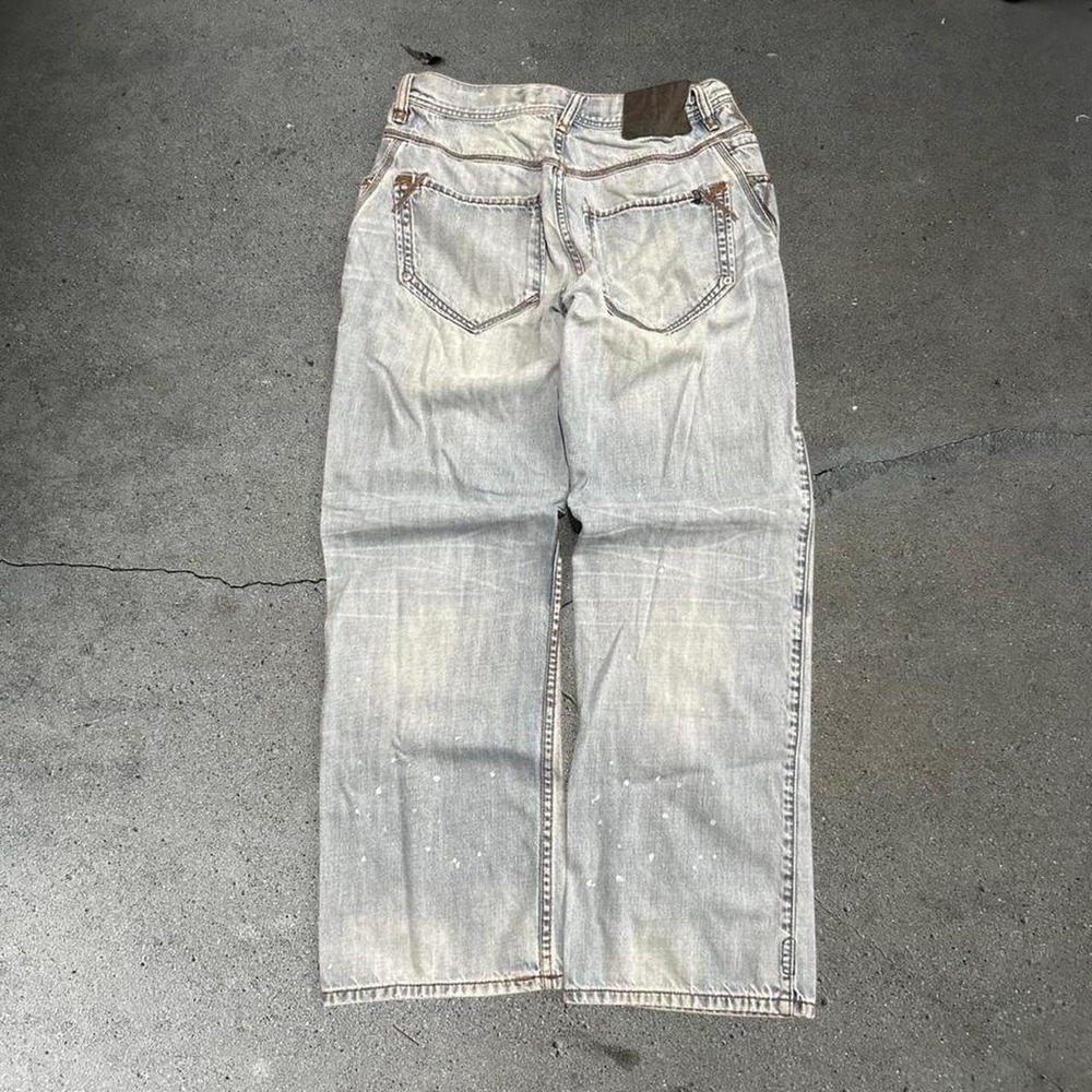 Y2K men's Rocawear light wash distressed straight leg baggy jeans Size 34x30